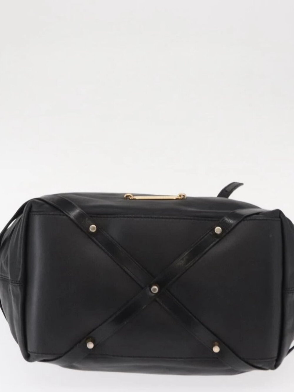 BURBERRY Tote Bag Leather Black Gold Auth - Picture 7 of 16